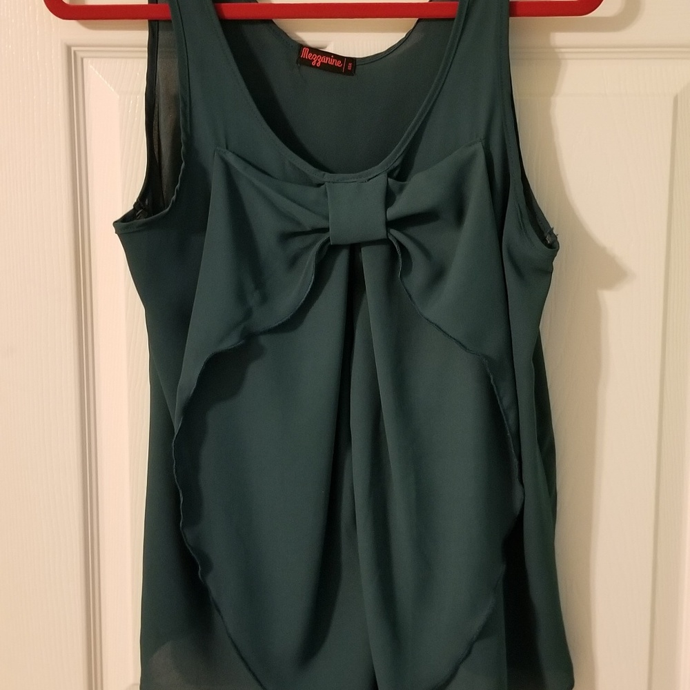 Green Modcloth bow blouse